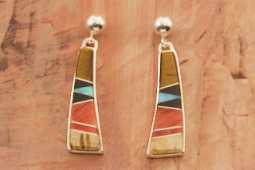 Calvin Begay Genuine Picture Jasper Sterling Silver Earrings